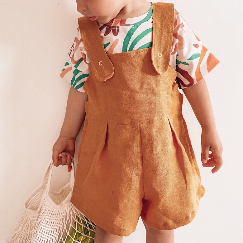 Mustard Linen Romper