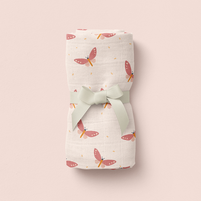 Butterfly Print Muslin Blanket