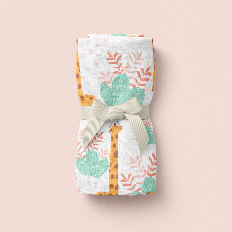 Giraffes Print Muslin Blanket