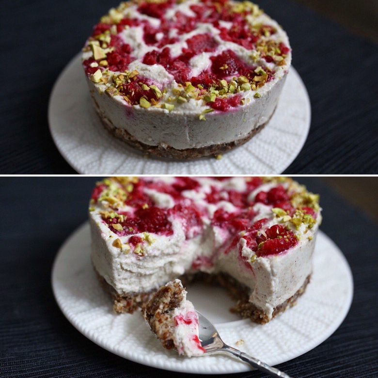 Лимонно-грушевый rawcake с малиной