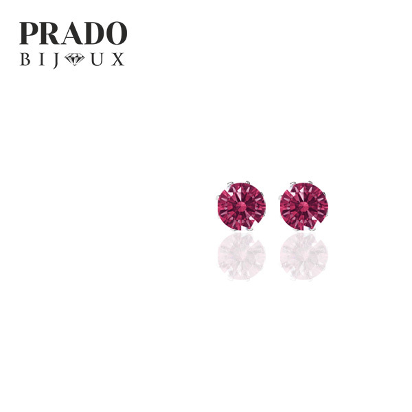 Пусеты "Solitaire" Swarovski zirconia dark red