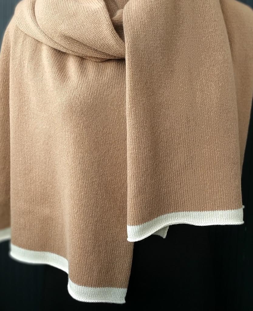 Шарф из кашемира Бежевый с отделкой