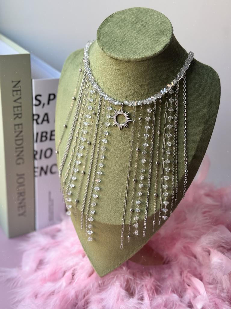 Чокер Crystal Splash из алмазной крошки (родий)