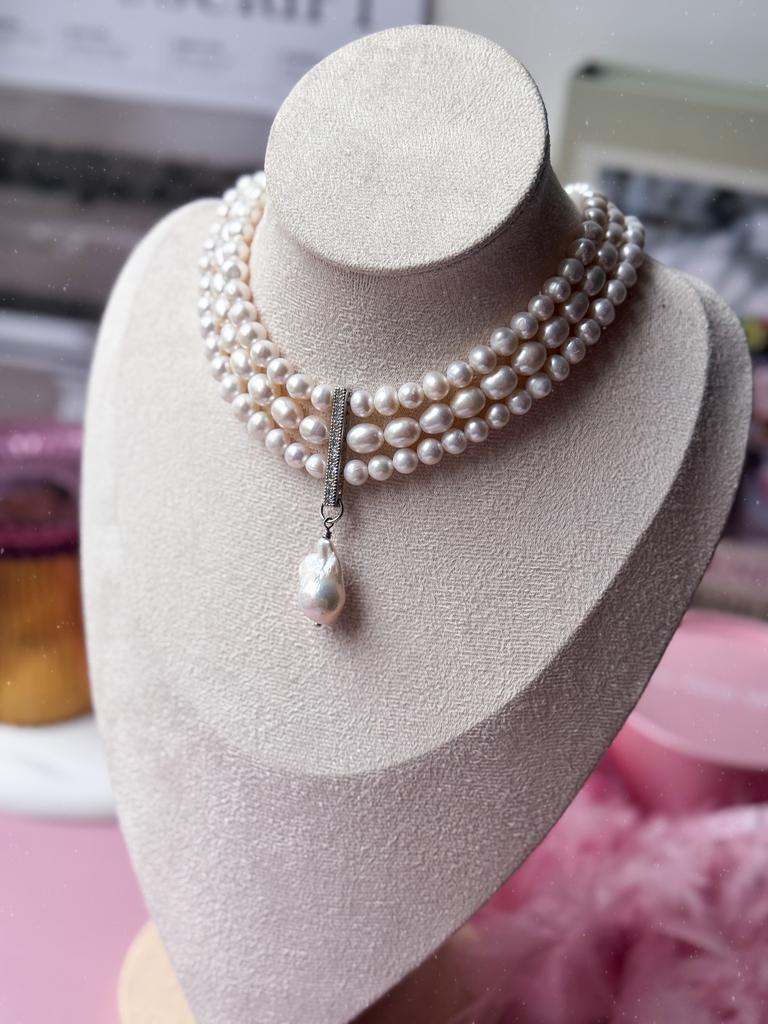 Колье Lady с барочной жемчужиной (родий)