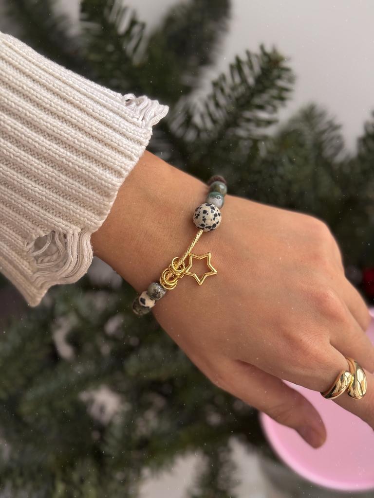 Браслет Dusk из микса камней (позолота)