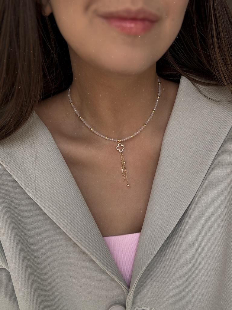 Чокер из циркона с клевером (позолота)