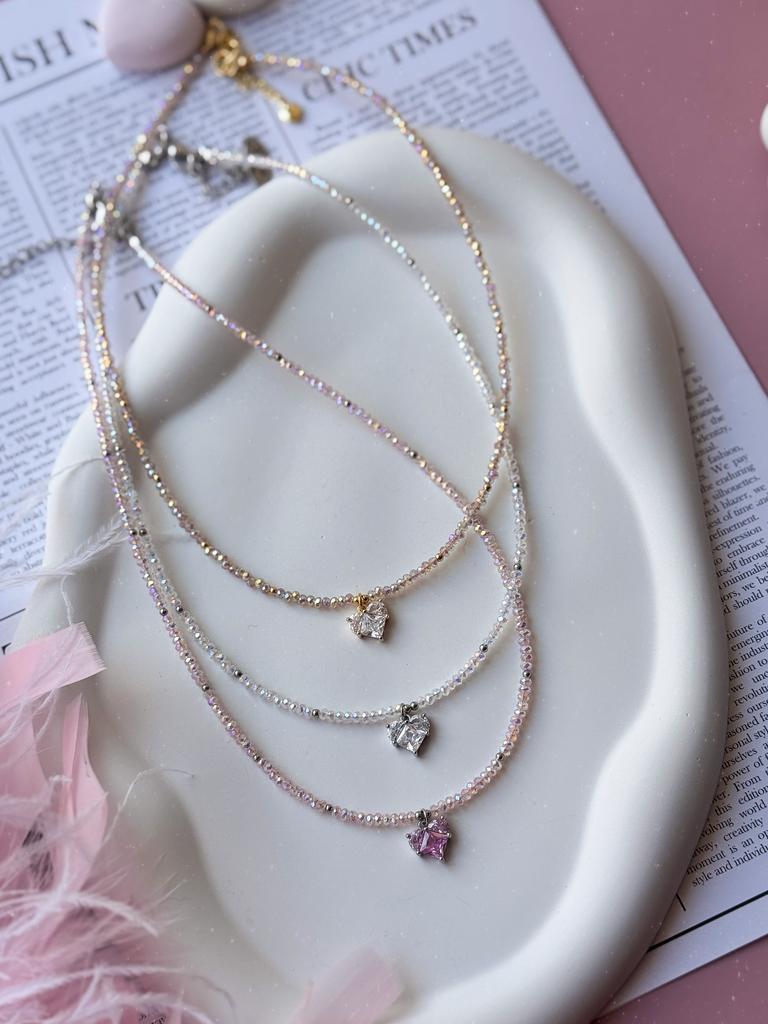 Чокер из ювелирного стекла с фианитами (родий / позолота)