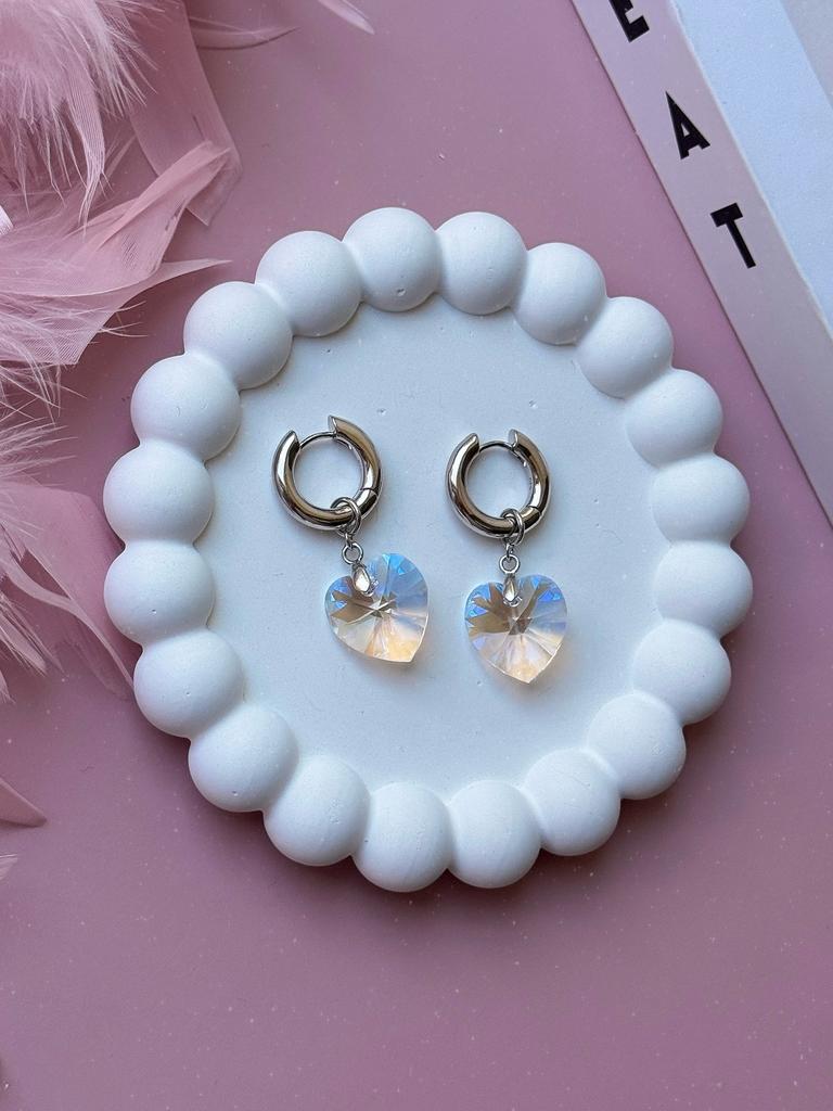 Серьги с крупными кристаллами Swarovski (родий)