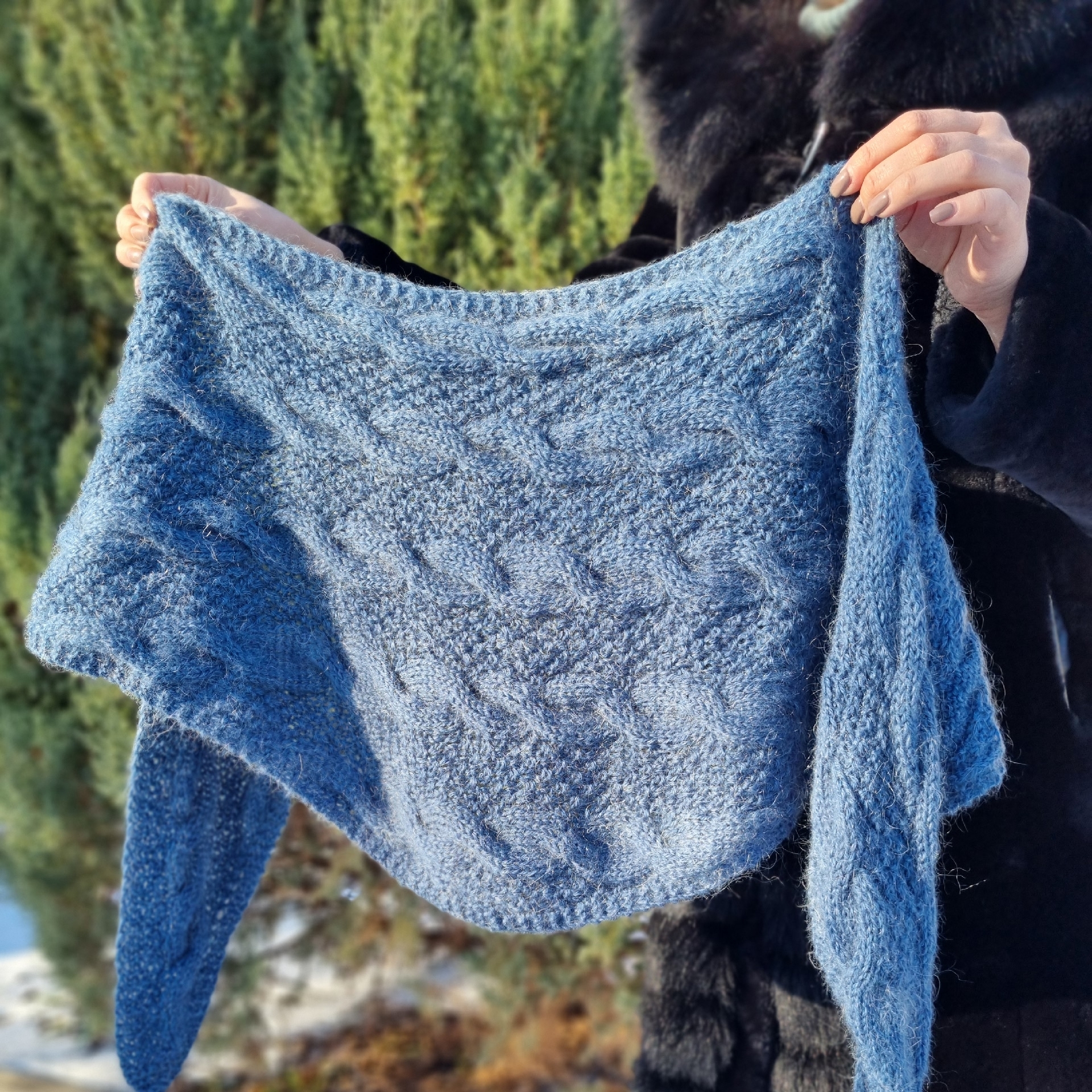 треугольный бактус спицами схема и инструкция