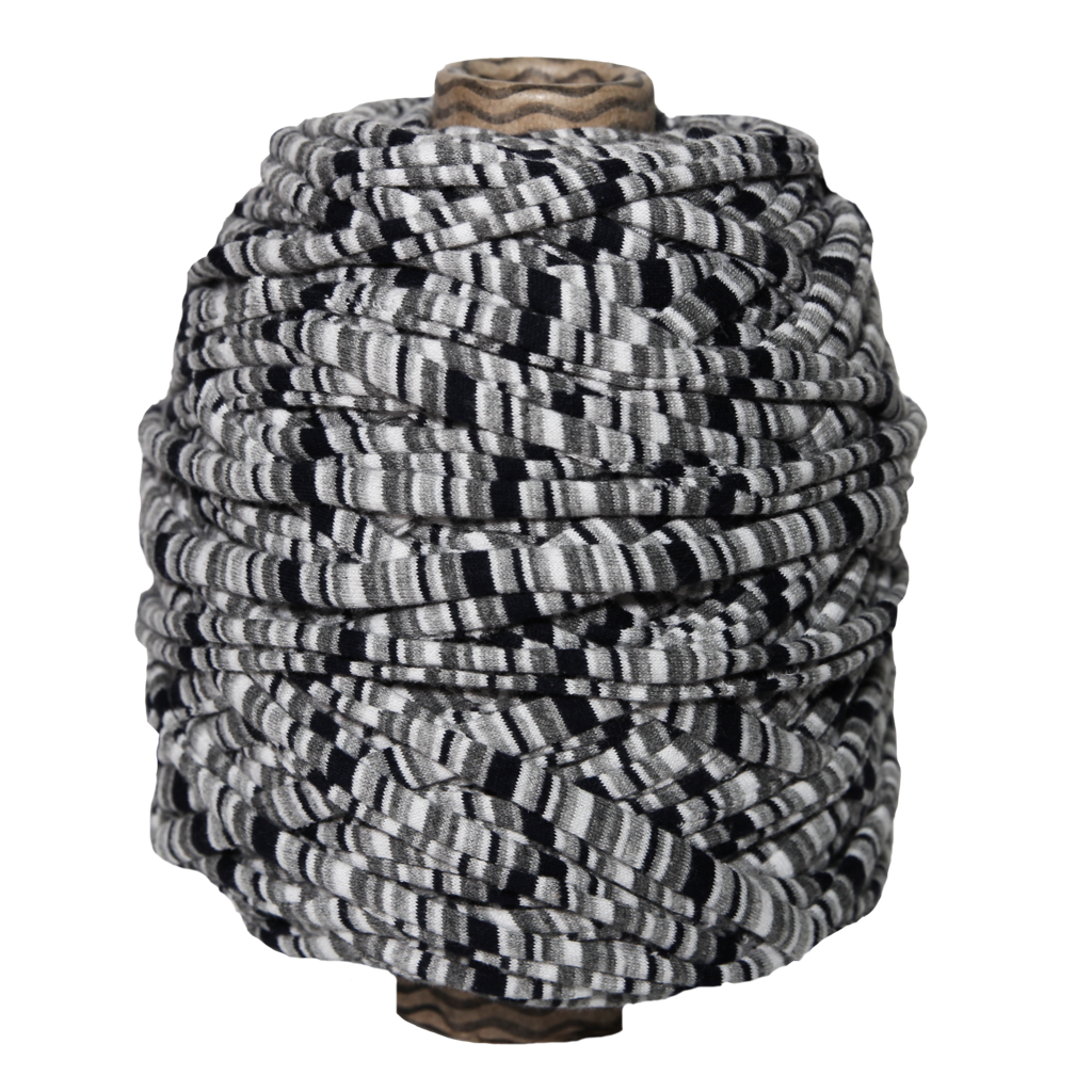 Трикотажная пряжа вторичного производства, 500 гр., цвет "Серый/тёмно-синий/белый"