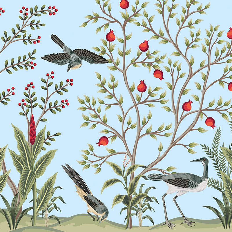 Обои "Шинуазри", вектор, 35х20 см