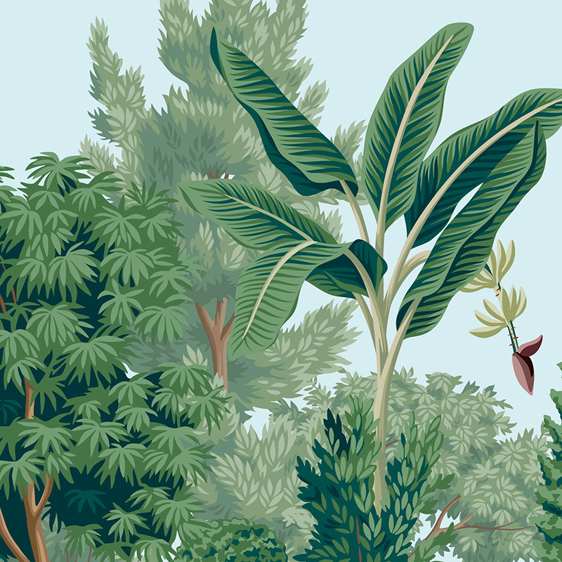 Обои "Деревья и пальмы", вектор, 34х20 см