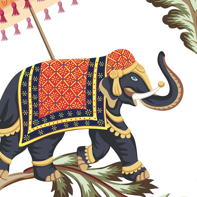 Паттерн "Индийский слон в саду", вектор, 30х30 см