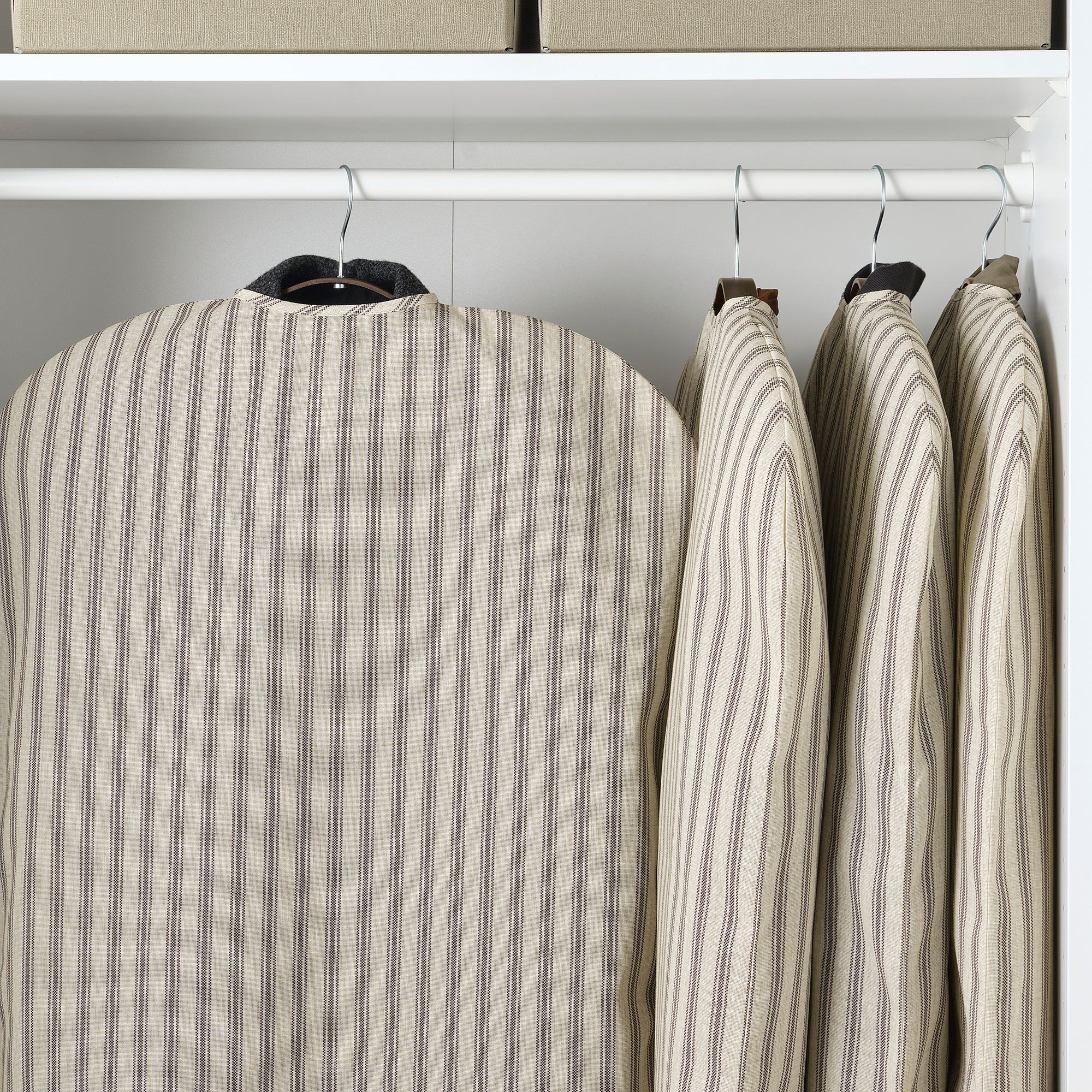 RAGODLING IKEA Чехол для одежды, текстиль в полоску/бежевый антрацит, 105x60 см (ТОВАР ВЫШЕЛ ИЗ АССОРТИМЕНТА)