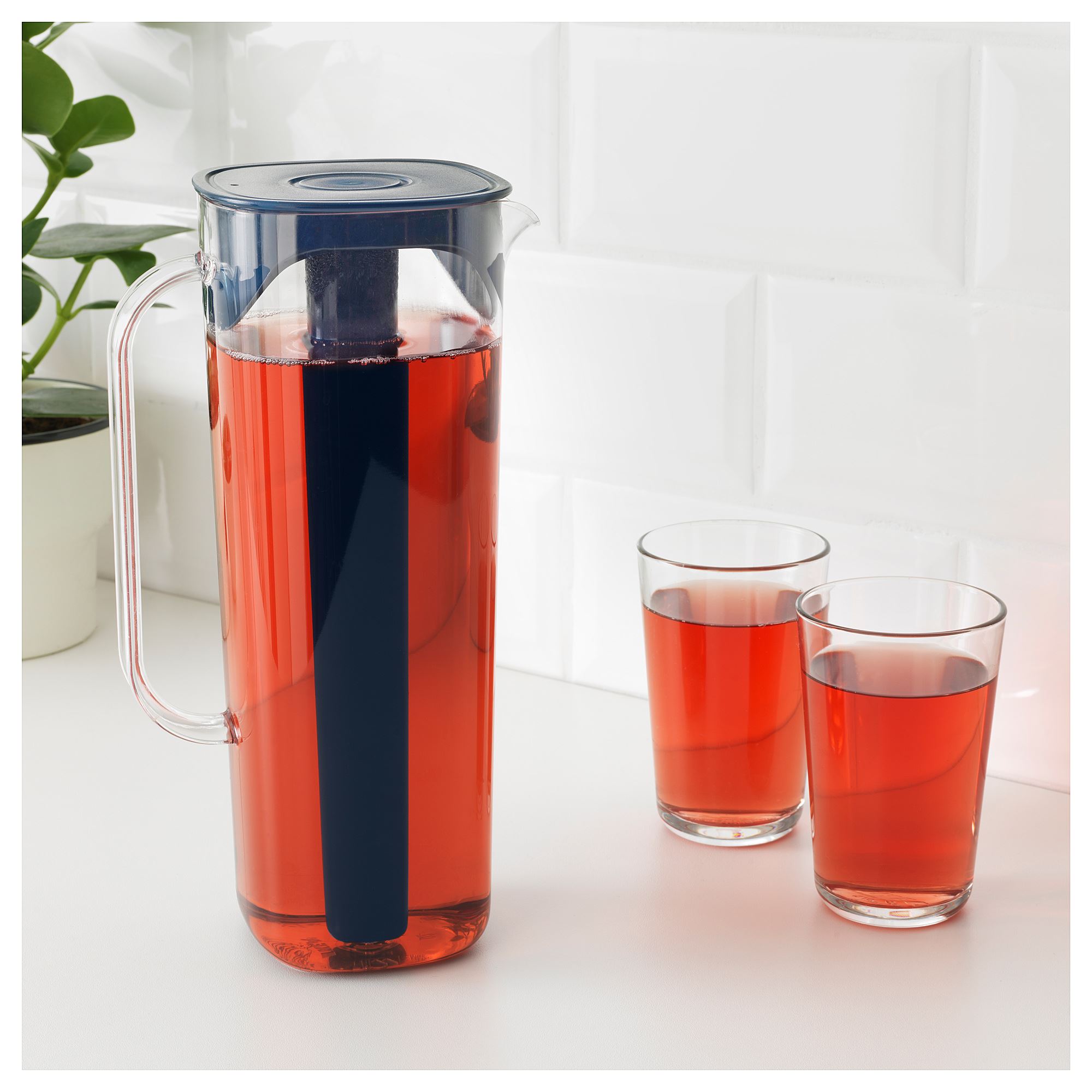 MOPPA IKEA кувшин с крышкой, темно-синий/прозрачный, 1.7 л