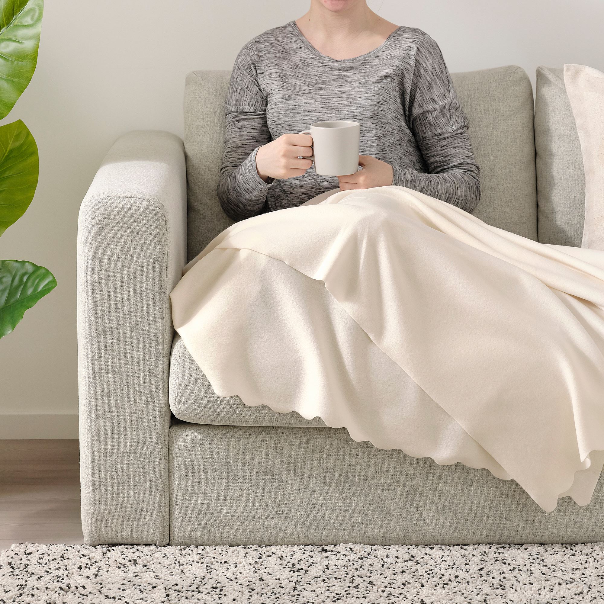 THORGUN IKEA Плед, 120x160 см, белый с оттенком