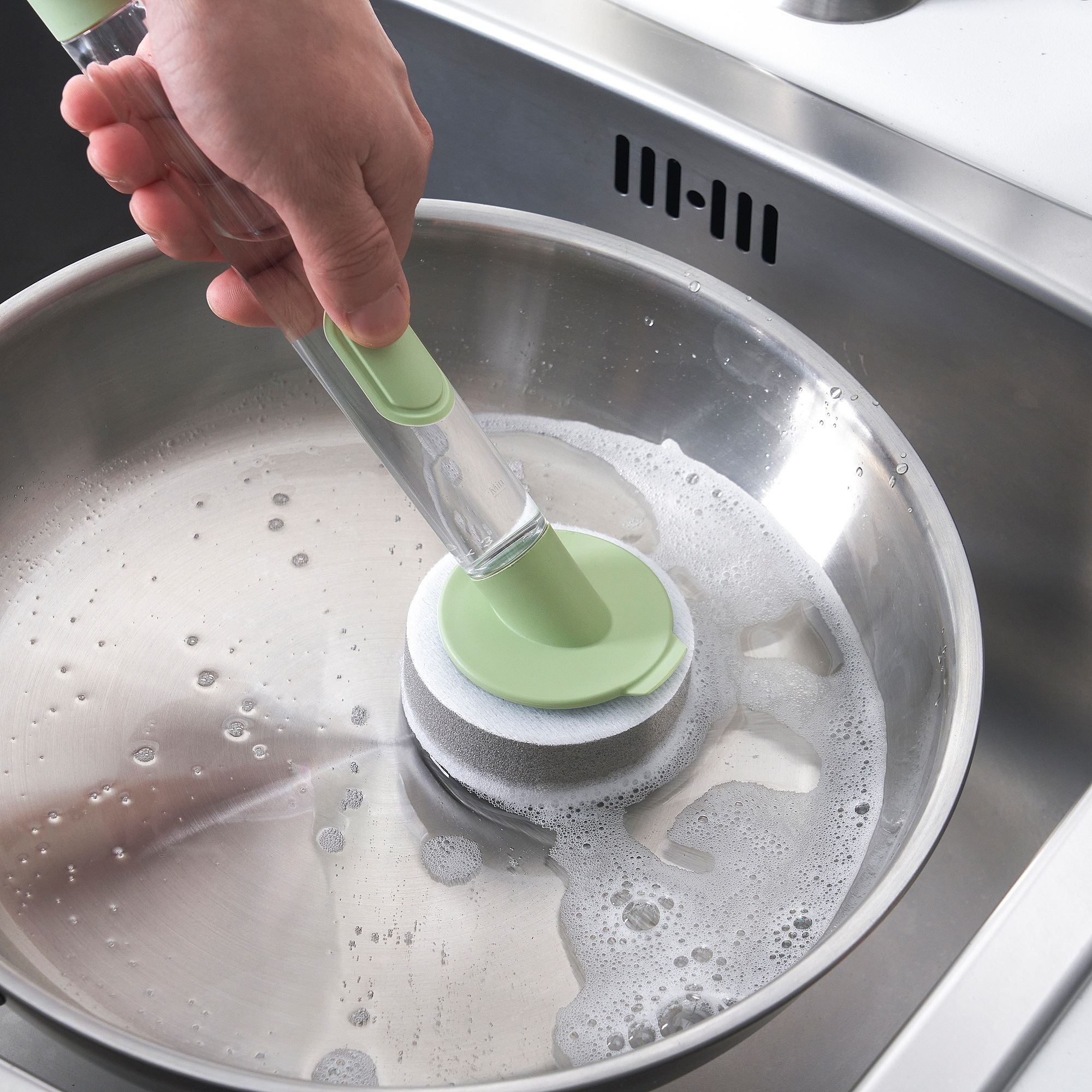 VIDEVECKMAL IKEA Губка с дозатором для моющих средств, ярко-зелёный, с 2 губками