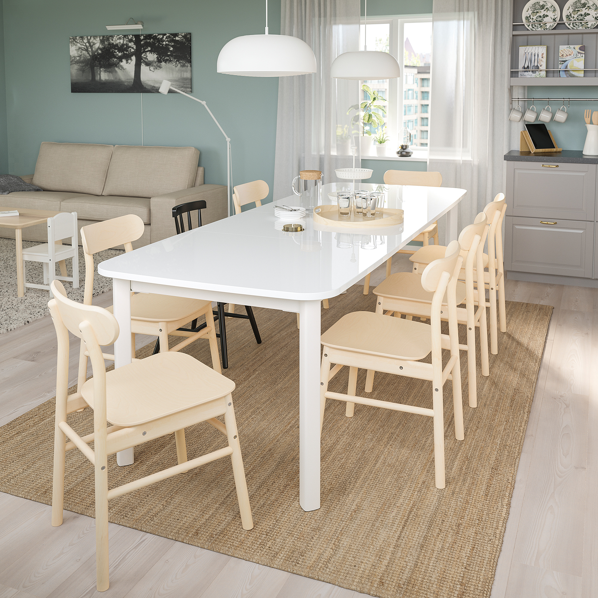 STRANDTORP IKEA Раздвижной стол, 150/205/260x95 см, кбелый