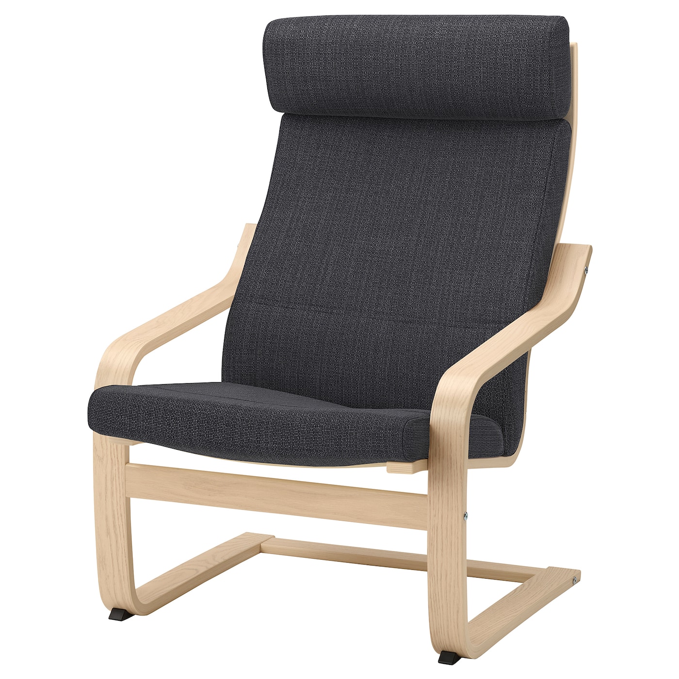 POANG IKEA ПОЭНГ Кресло, дубовый шпон, беленый/темно-серый