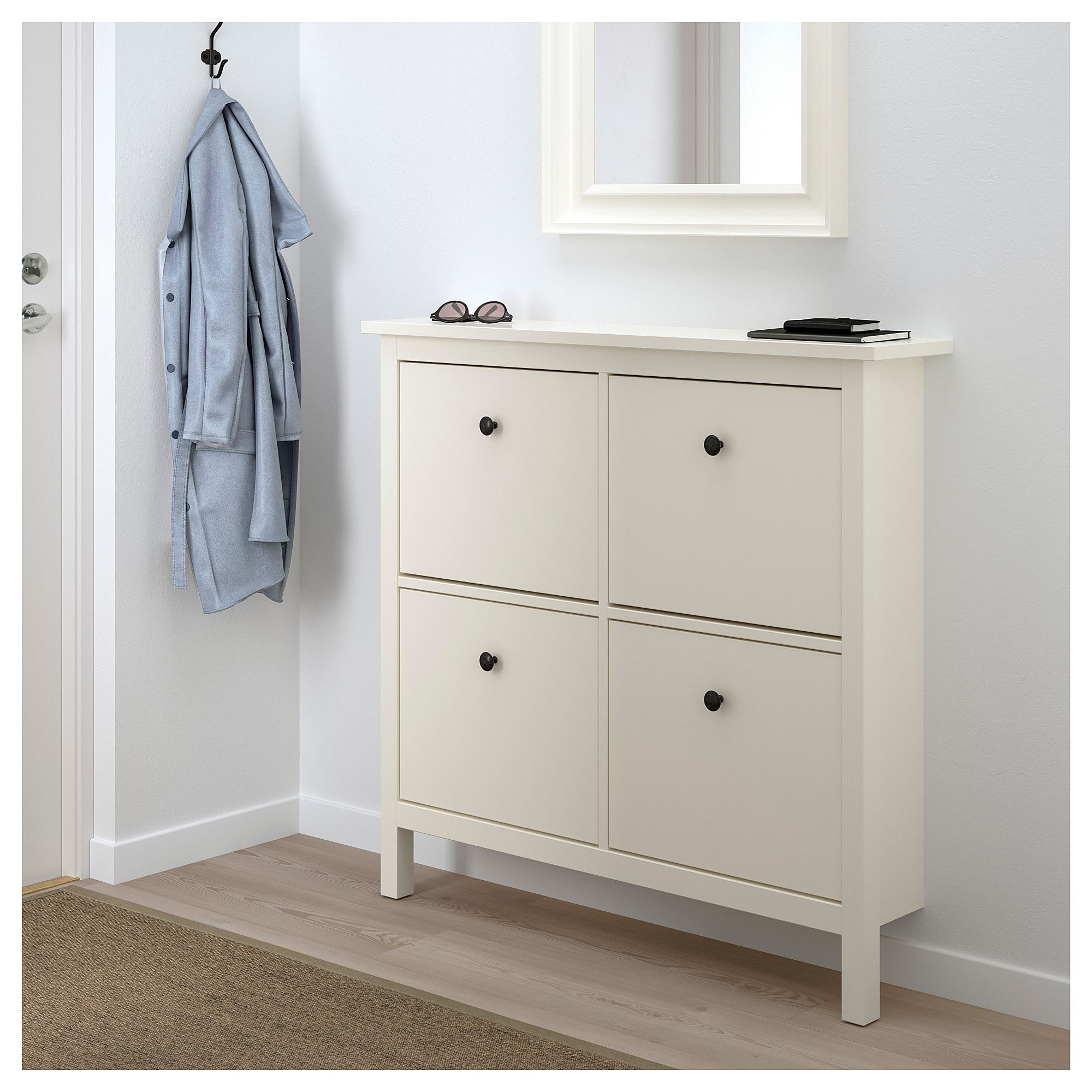 HEMNES IKEA ХЕМНЭС Галошница, 4 отделения, белый, 107x22x101 см