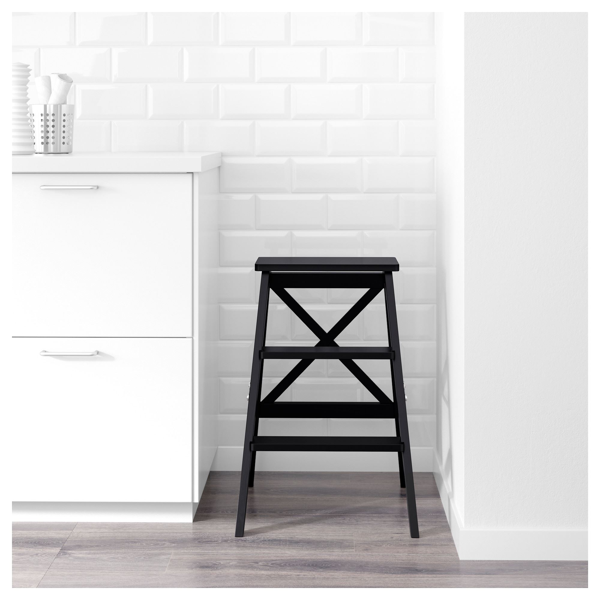 BEKVAM IKEA Стремянка, 3 ступеньки, черный 63 см