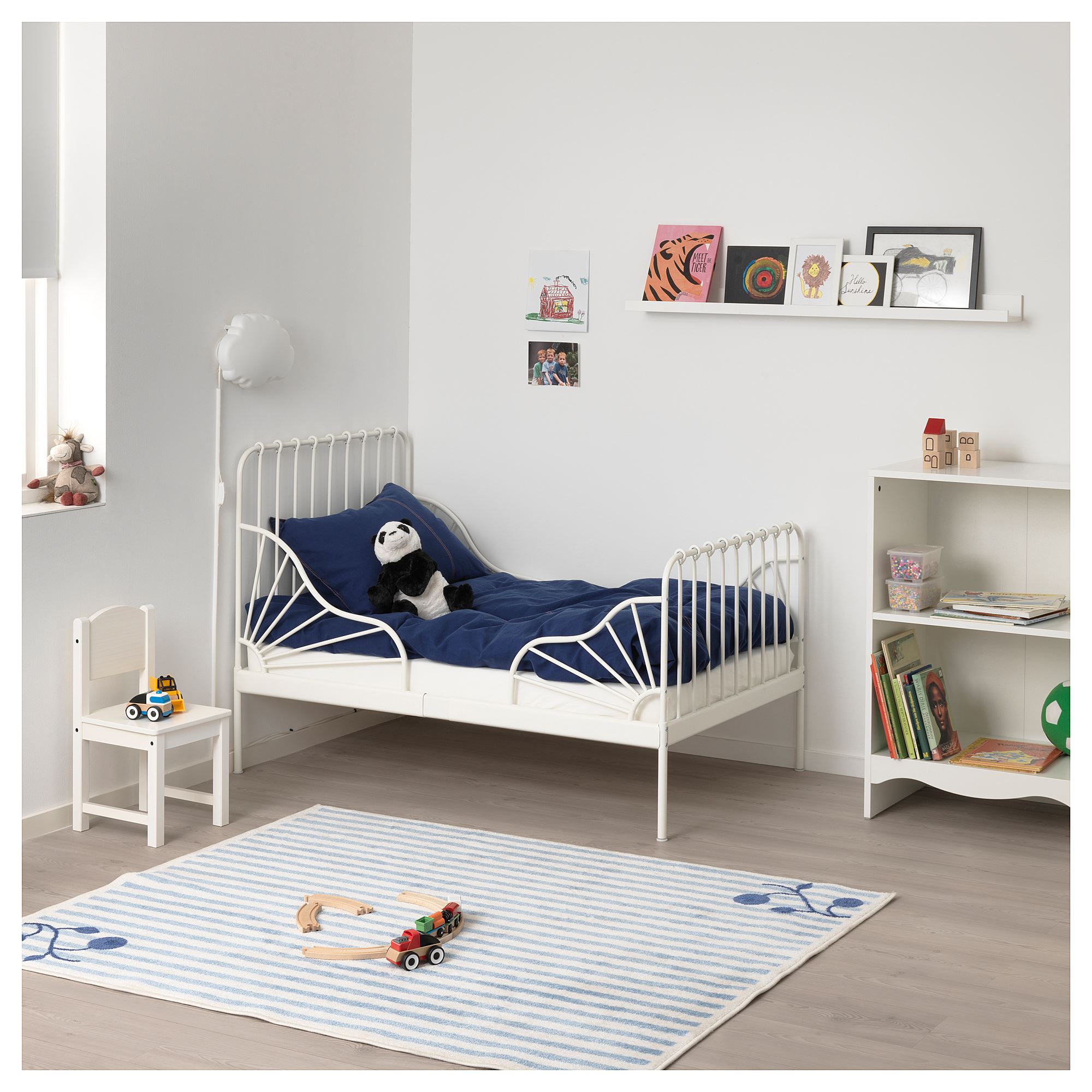 MINNEN/LUROY IKEA Раздвижная кровать с реечным дном, белый 80x200 см