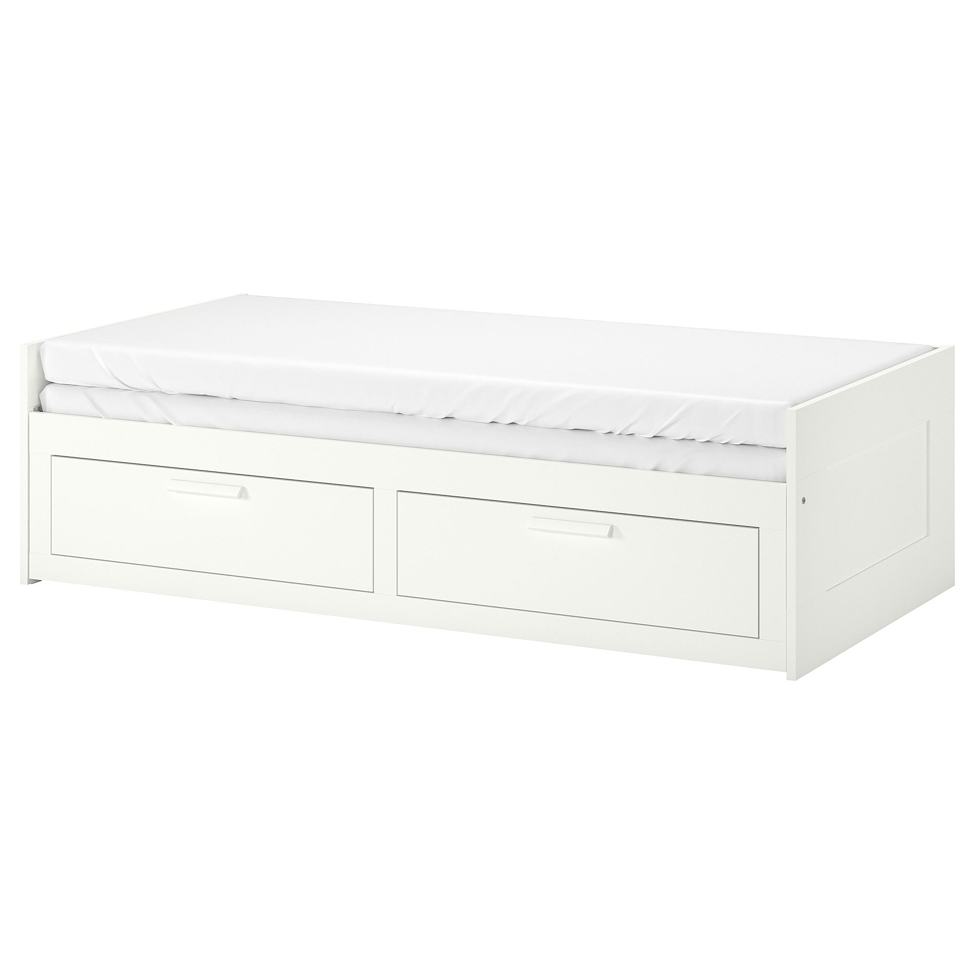BRIMNES IKEA Каркас кровати-кушетки с 2 ящиками, белый 80x200 см