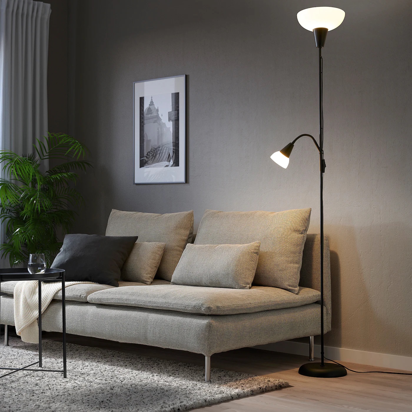 TAGARP IKEA ТОГАРП Торшер/лампа для чтения, черный/белый