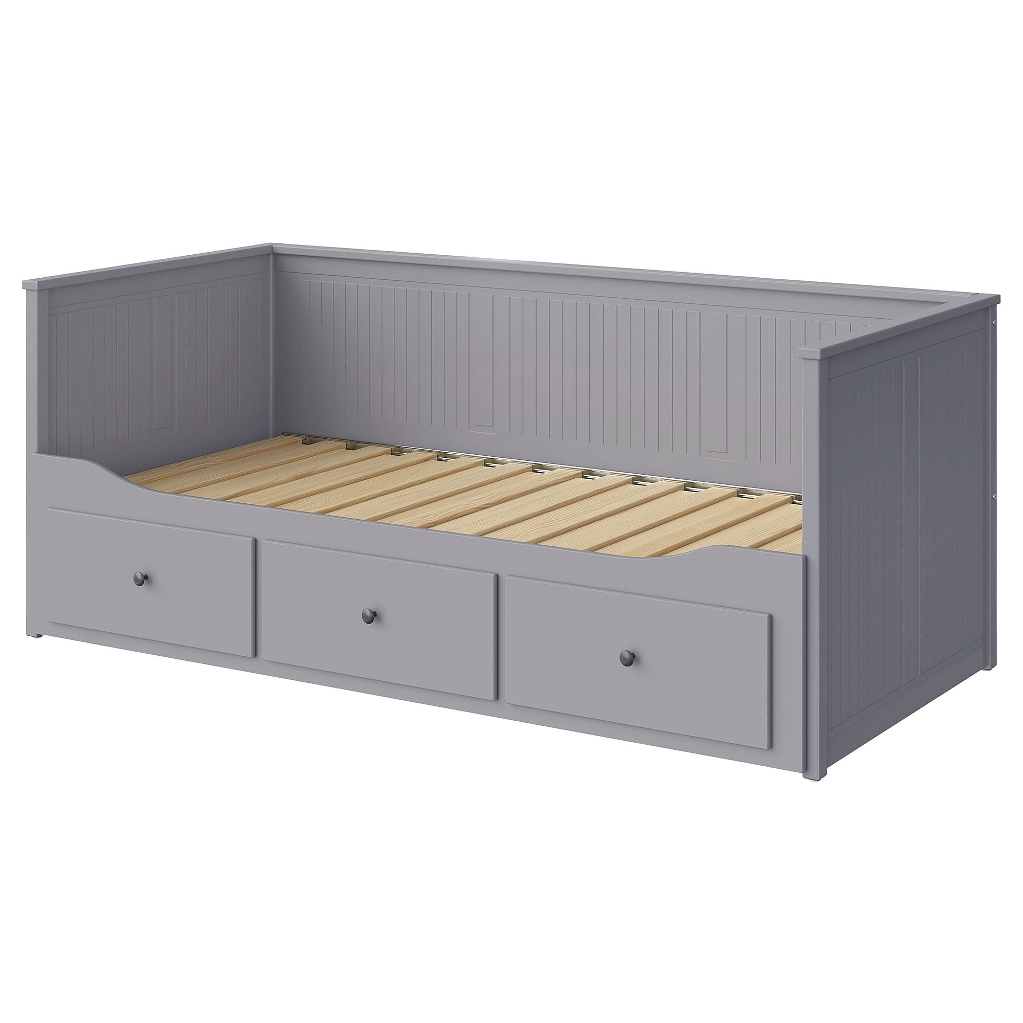 HEMNES IKEA Каркас кровати-кушетки с 3 ящиками, серый 80x200 см