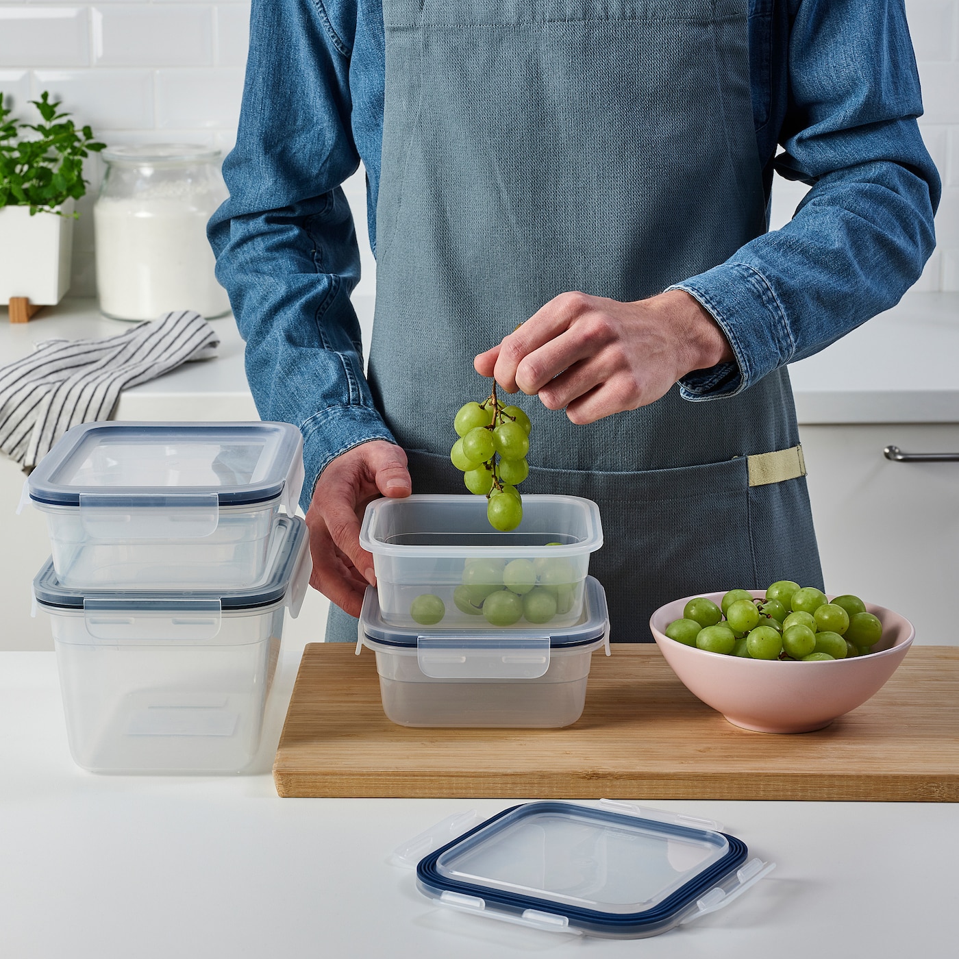 IKEA 365+ Контейнер для продуктов с крышкой, пластик, 4 шт.