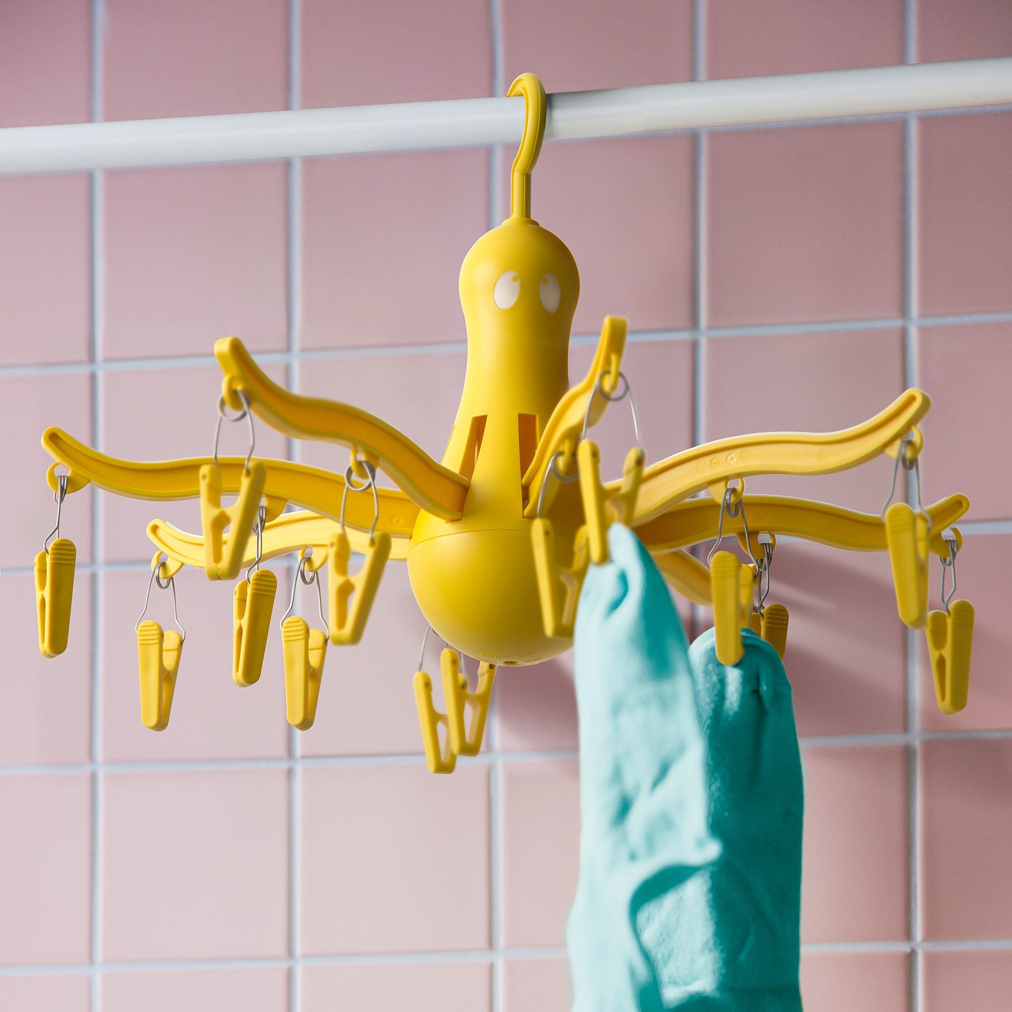 PRESSA IKEA Подвесная сушилка, жёлтый, 16 прищепки