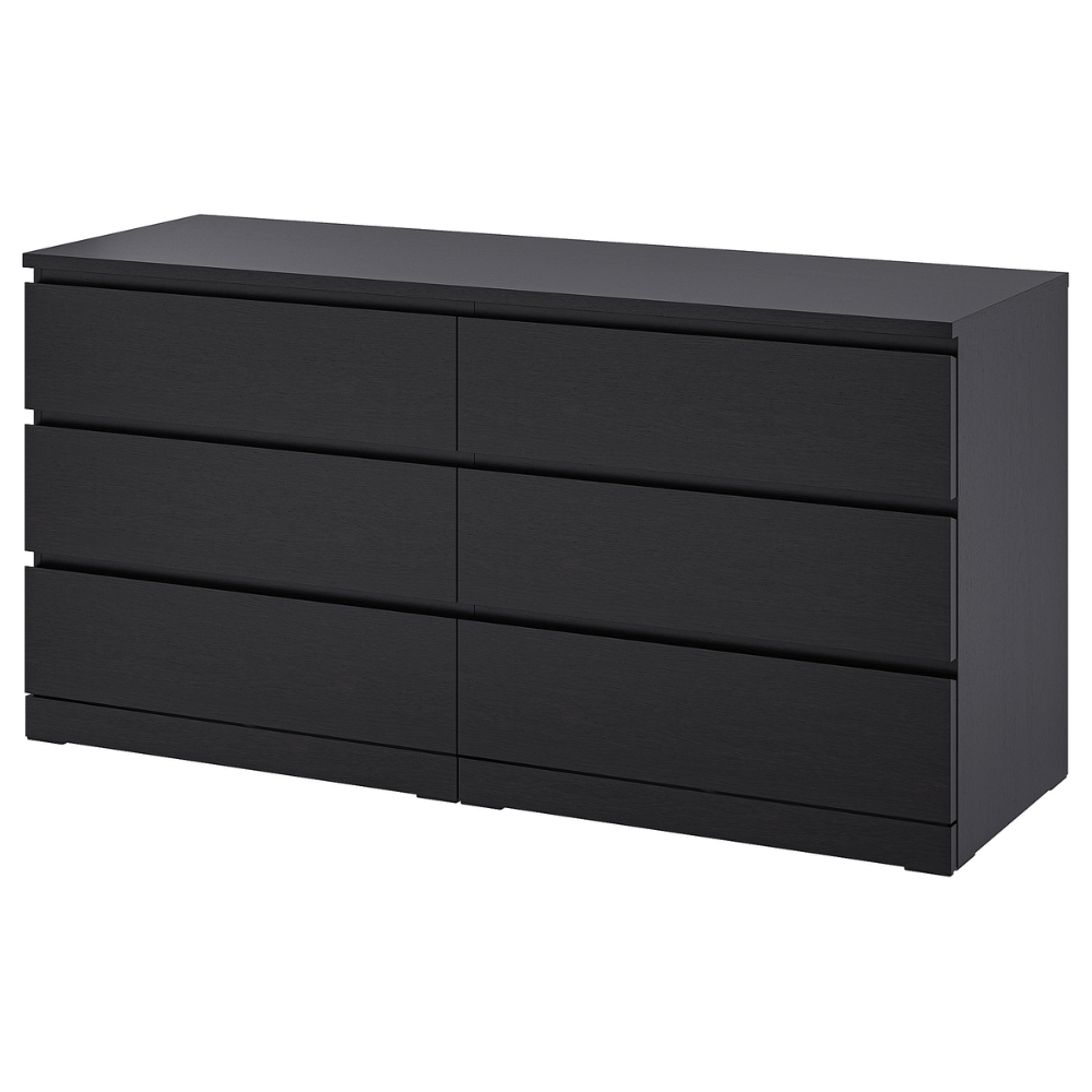 MALM IKEA Комод с 6 ящиками, черно-коричневый, 160x78 см