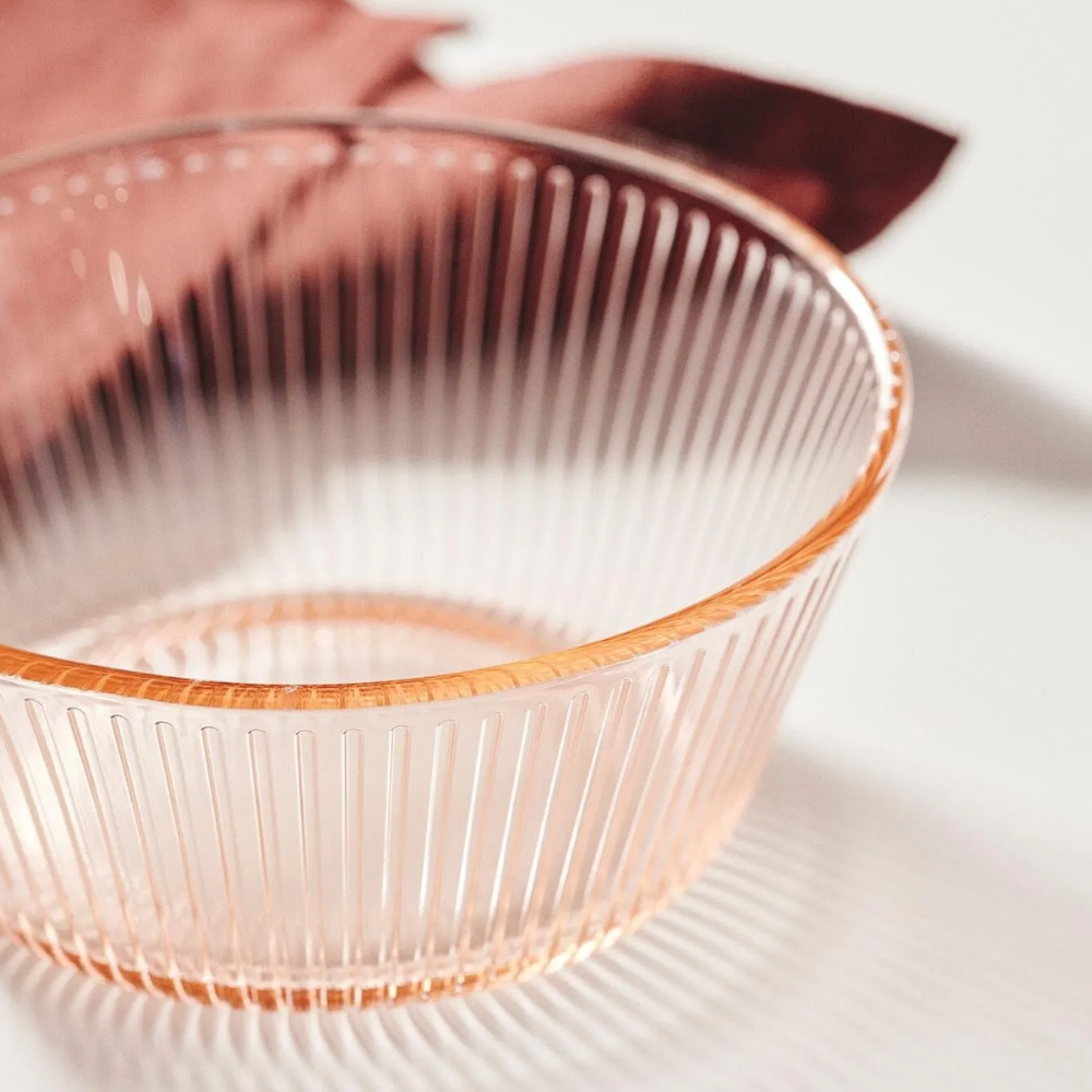 HAVSGADDA IKEA Миска, орнамент «полоска»/розовый, 12 см