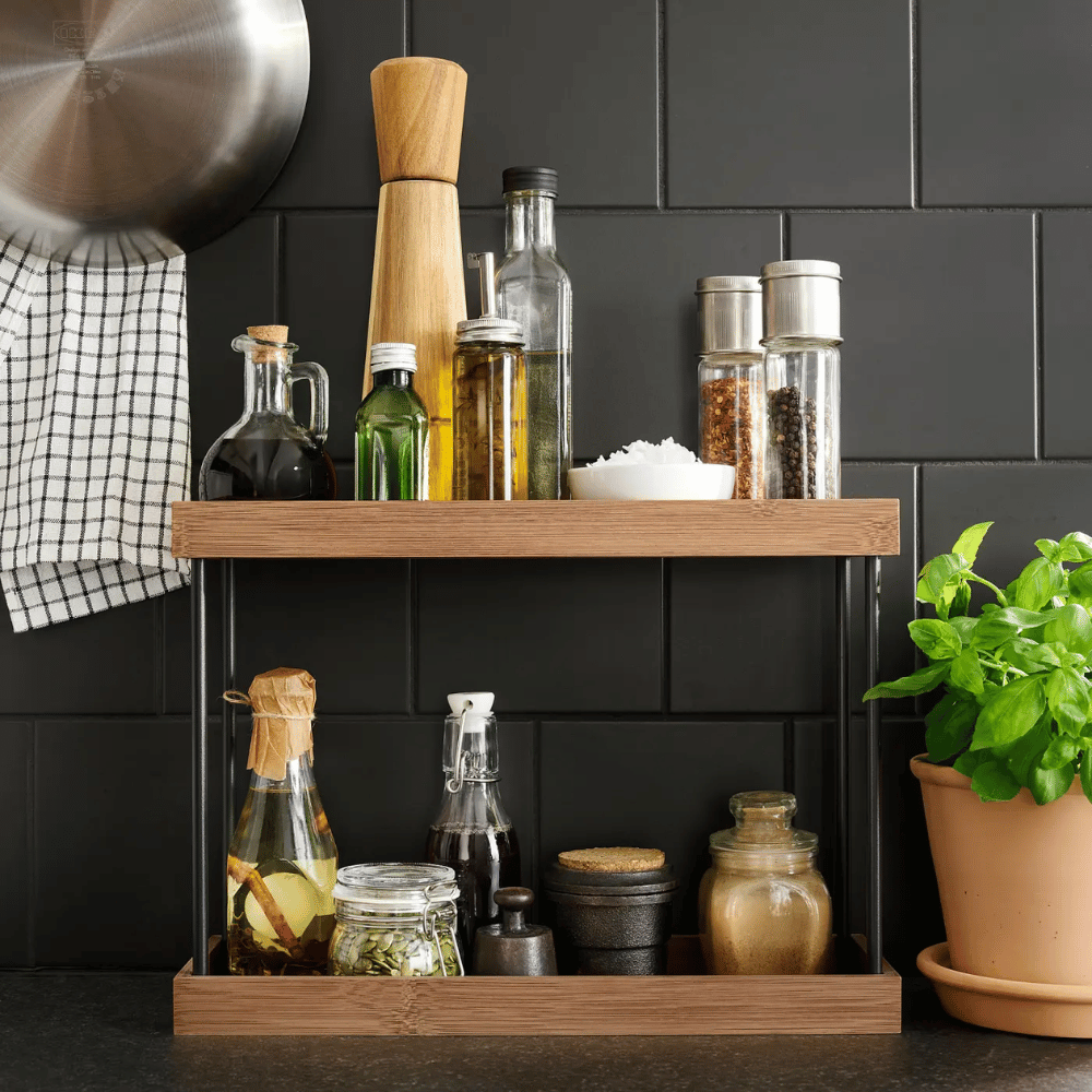 NALBLECKA IKEA Органайзер для кухонной столешницы, металлический/бамбук, 38x13x28 см