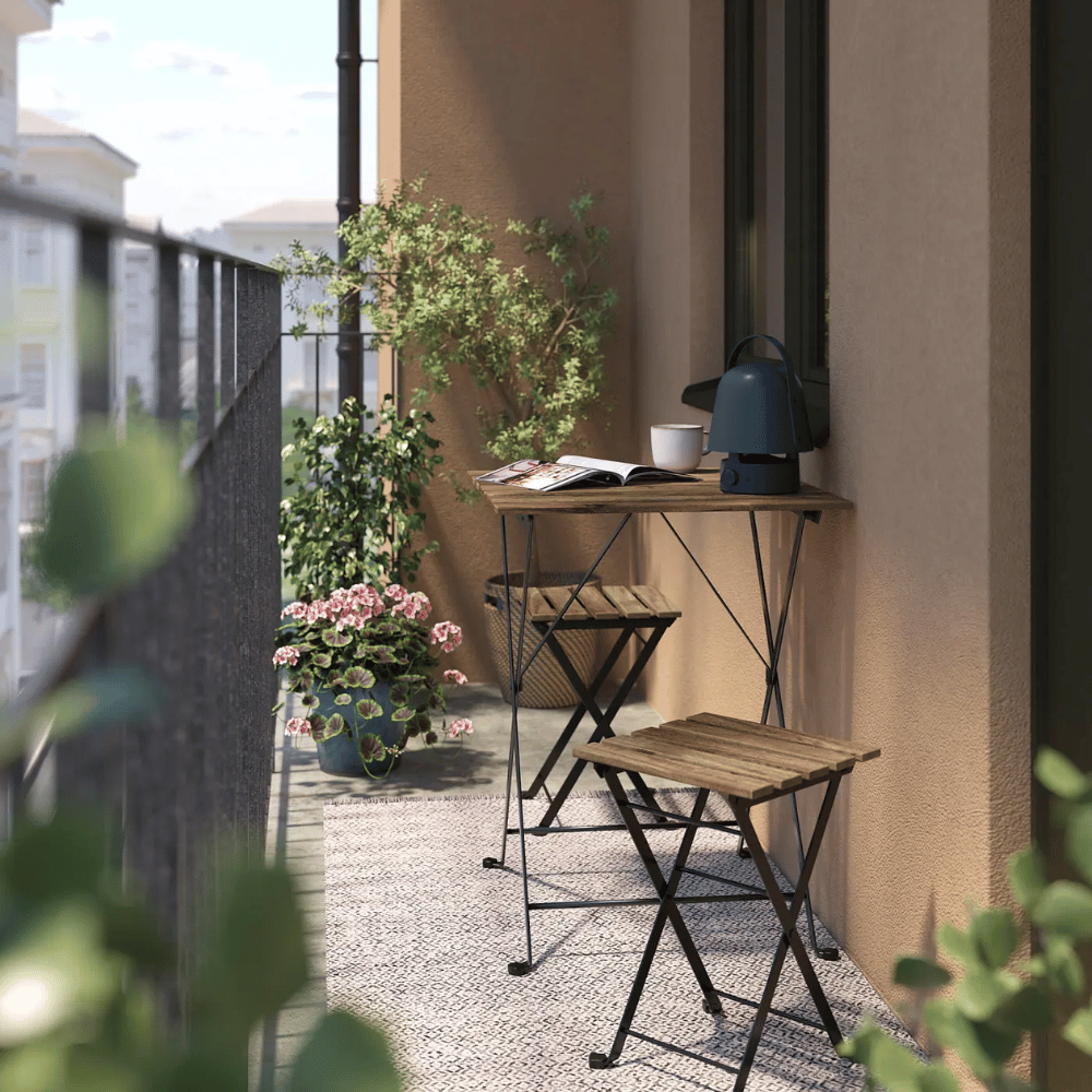 TARNO IKEA Стол и 2 табурета, садовый, складной, 55x54 см