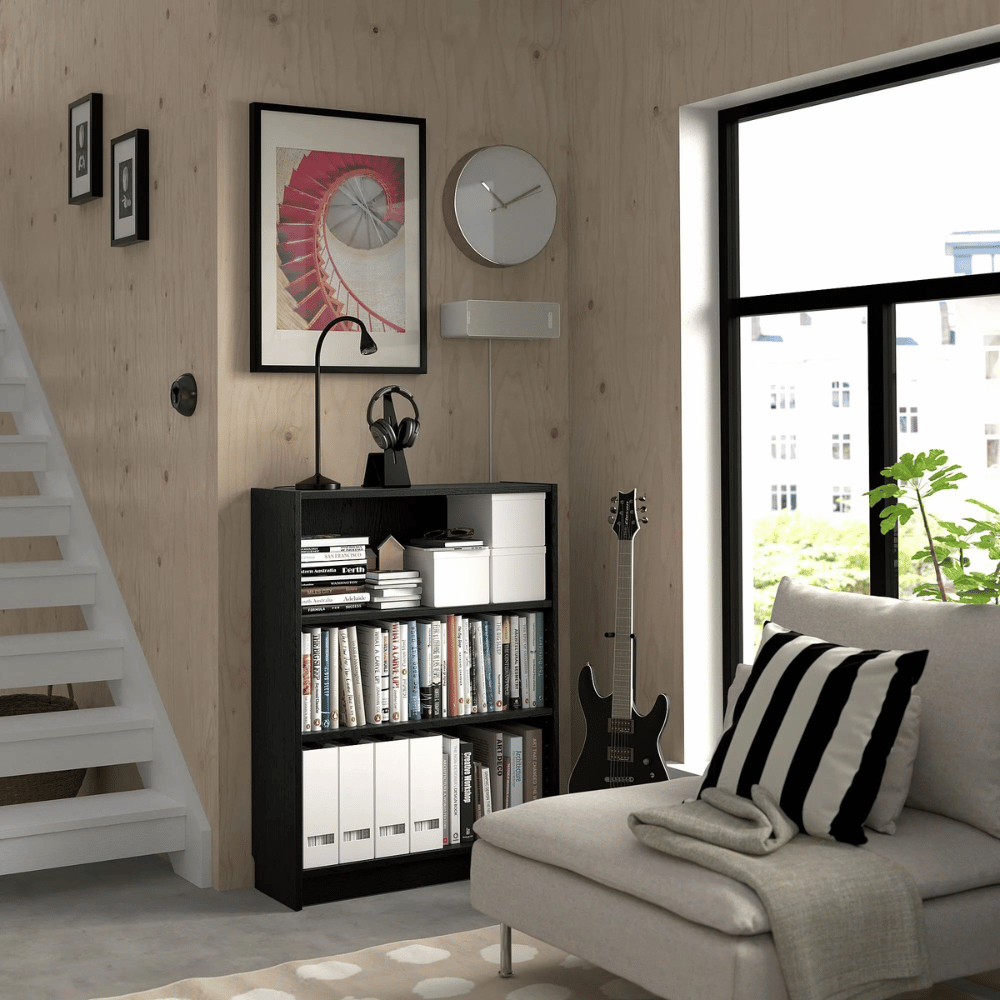 BILLY IKEA Стеллаж, чёрный под дуб, 80x28x106 см