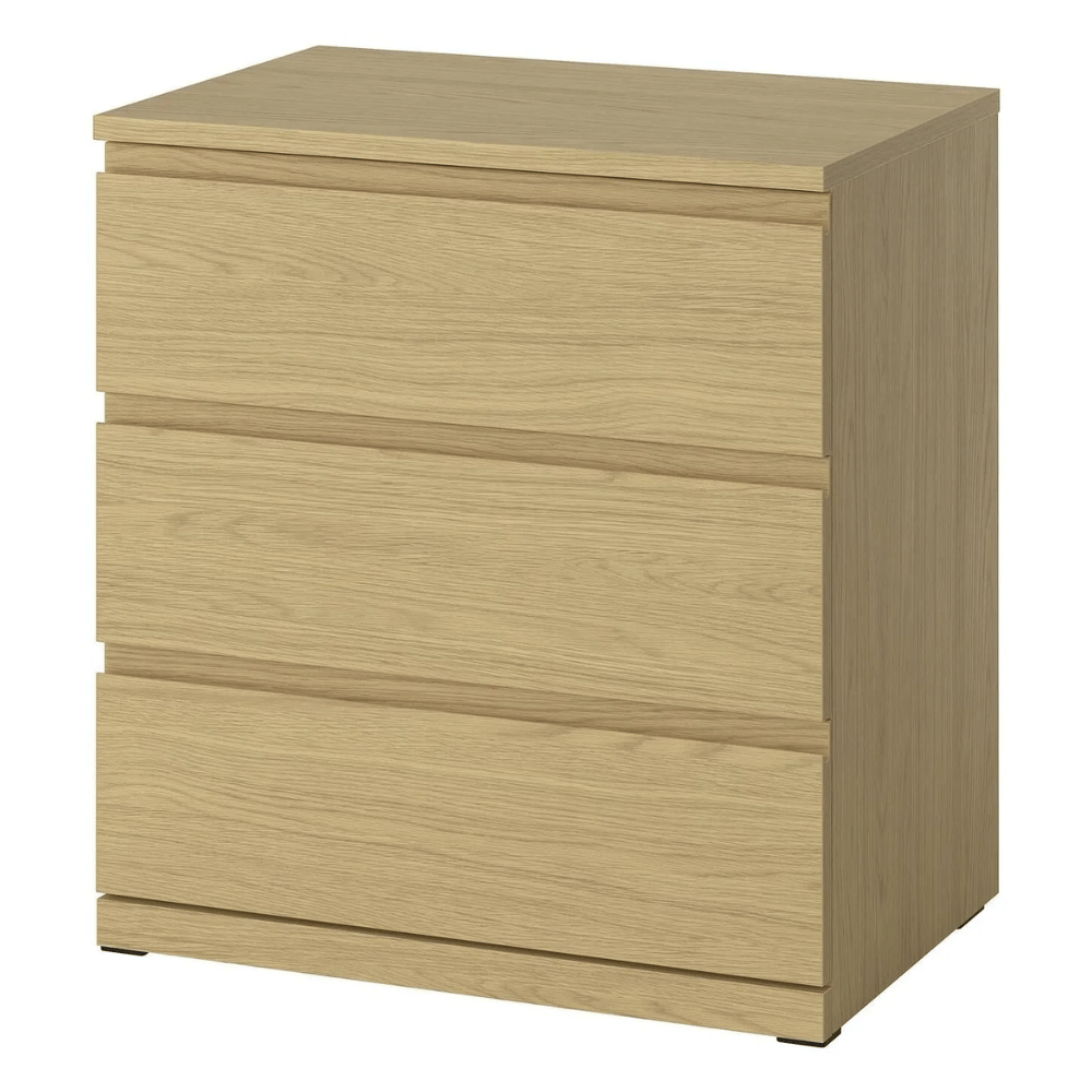 STORKLINTA IKEA Комод с 3 ящиками, под дуб, 70x50x75 см