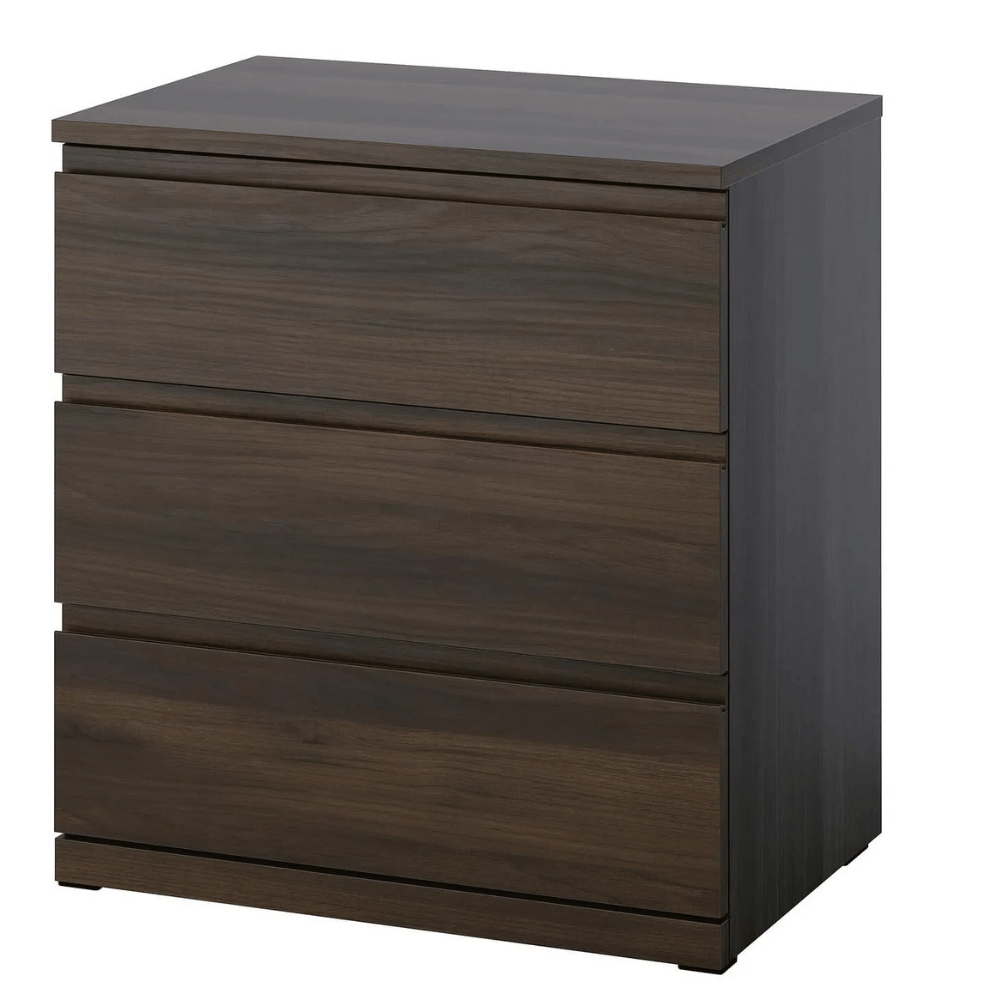 STORKLINTA IKEA Комод с 3 ящиками, темно-коричневый под дуб, 70x50x75 см