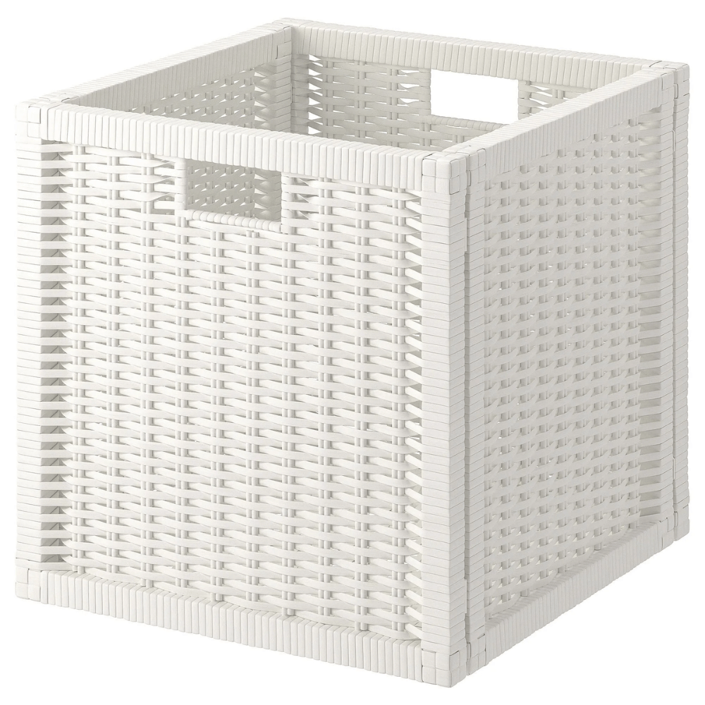 BRANAS IKEA Корзина, ива, морилка, белый, 32x34x32 см