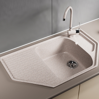 Мойка из искусственного мрамора GM24 УГЛОВАЯ С КРЫЛОМ, 490*780ММ