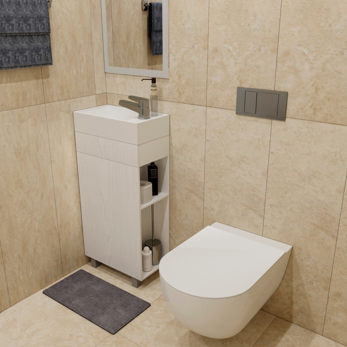 Тумба д/ванной "Мини - 40" белая правая под ум.SKY-40