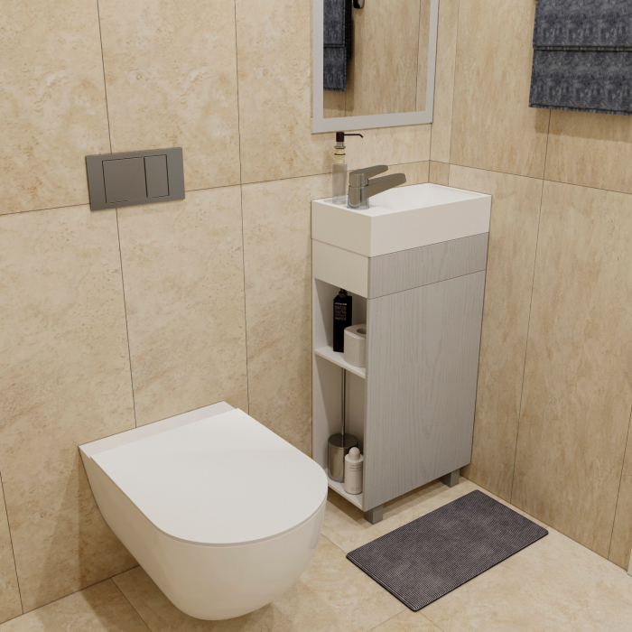 Тумба д/ванной "Мини - 40" серая левая под ум.SKY-40