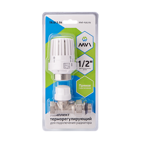 Набор (кран+термоголовка) 1/2"прямой TR.613.04 MVI