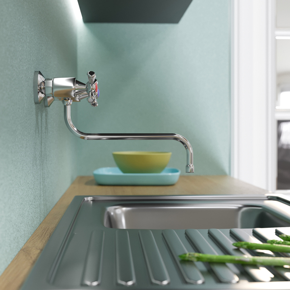 Смеситель ML10-06 для кухни настенный 1/2 кер.MIXLINE