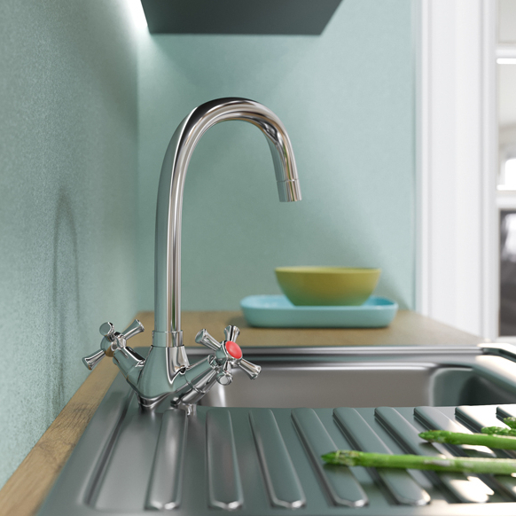 Смеситель ML10-032 для кухни 1/2 кер. высокий излив (без подводки) MIXLINE