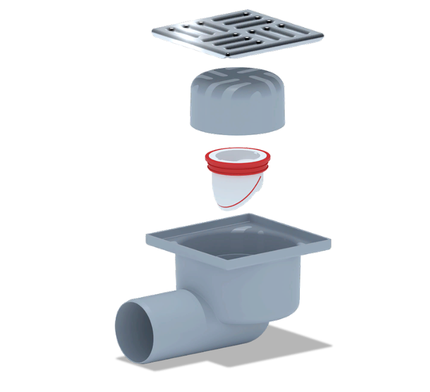 Трап 10х10 нерж. гориз. с комб.затвором d50 TQ5102 АНИпласт