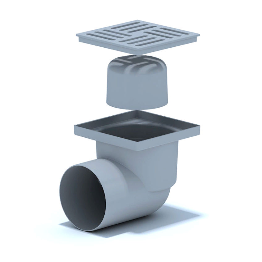 Трап 15х15 пласт. гориз. с гидрозатвором d110 ТА1110  АНИ пласт