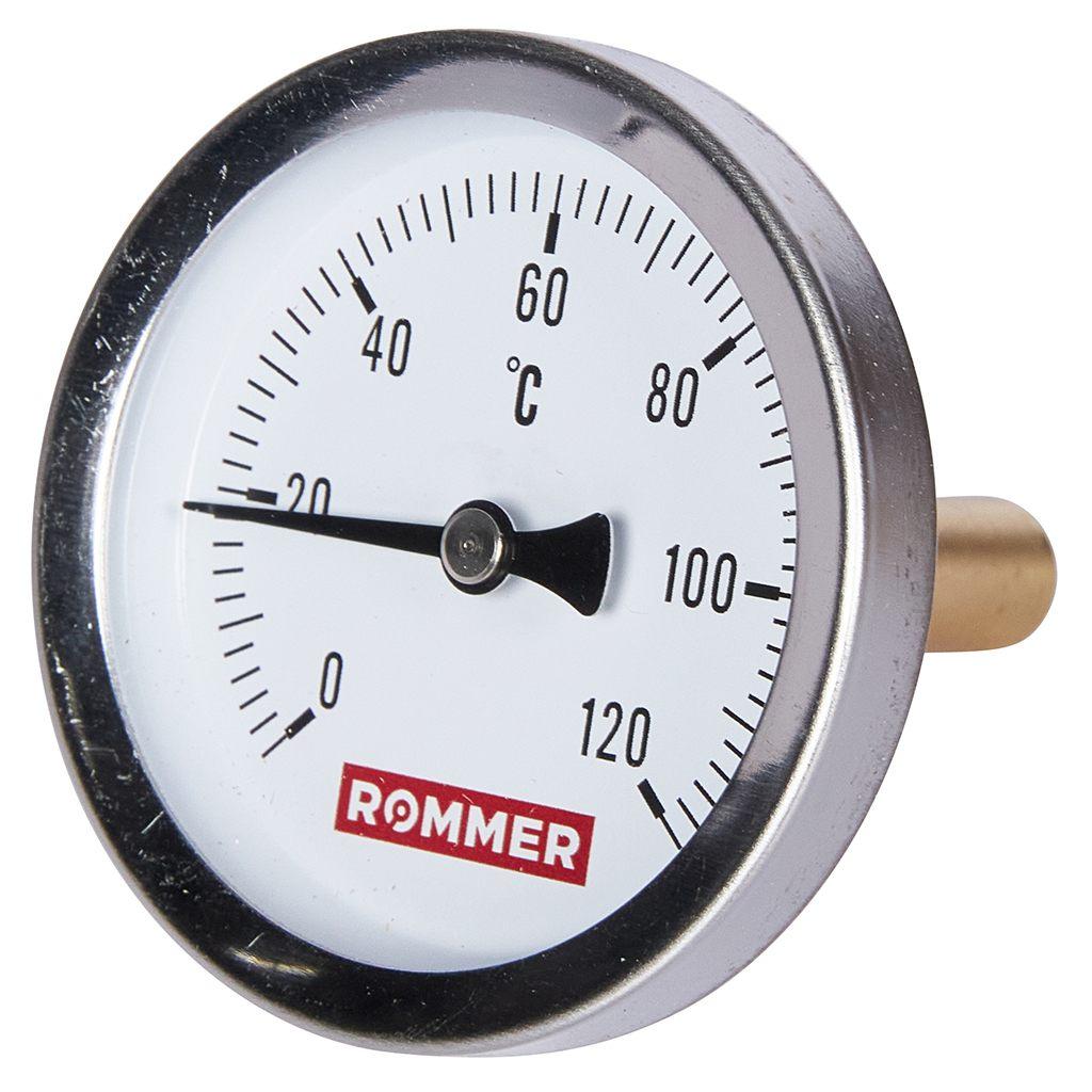 Термометр 1/2 биметал. с погр.гильз. (50мм) , Dn63мм,0-120С RIM-0001-635015 ROMMER
