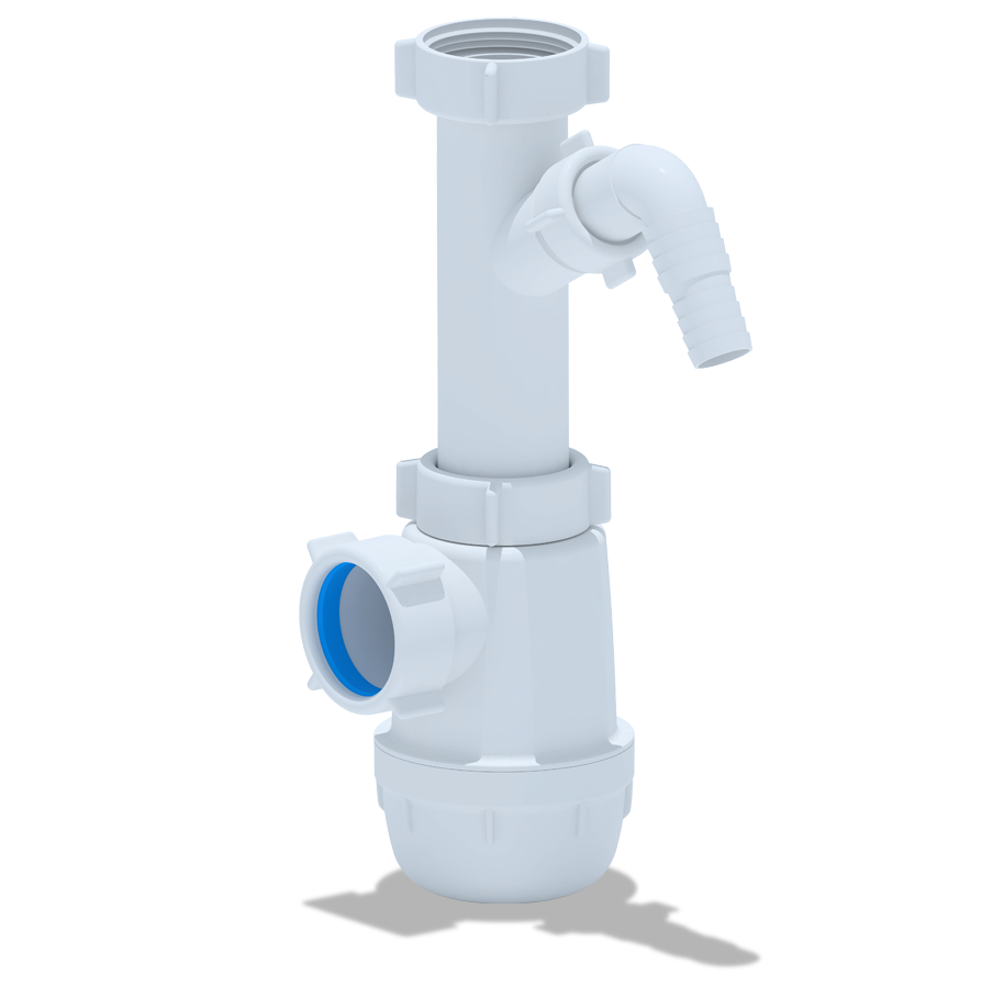 Сифон для мойки АНИ Пласт Грот A1020 1 1/2 дюйма 40 мм с отводом для стиральной машины без выпуска