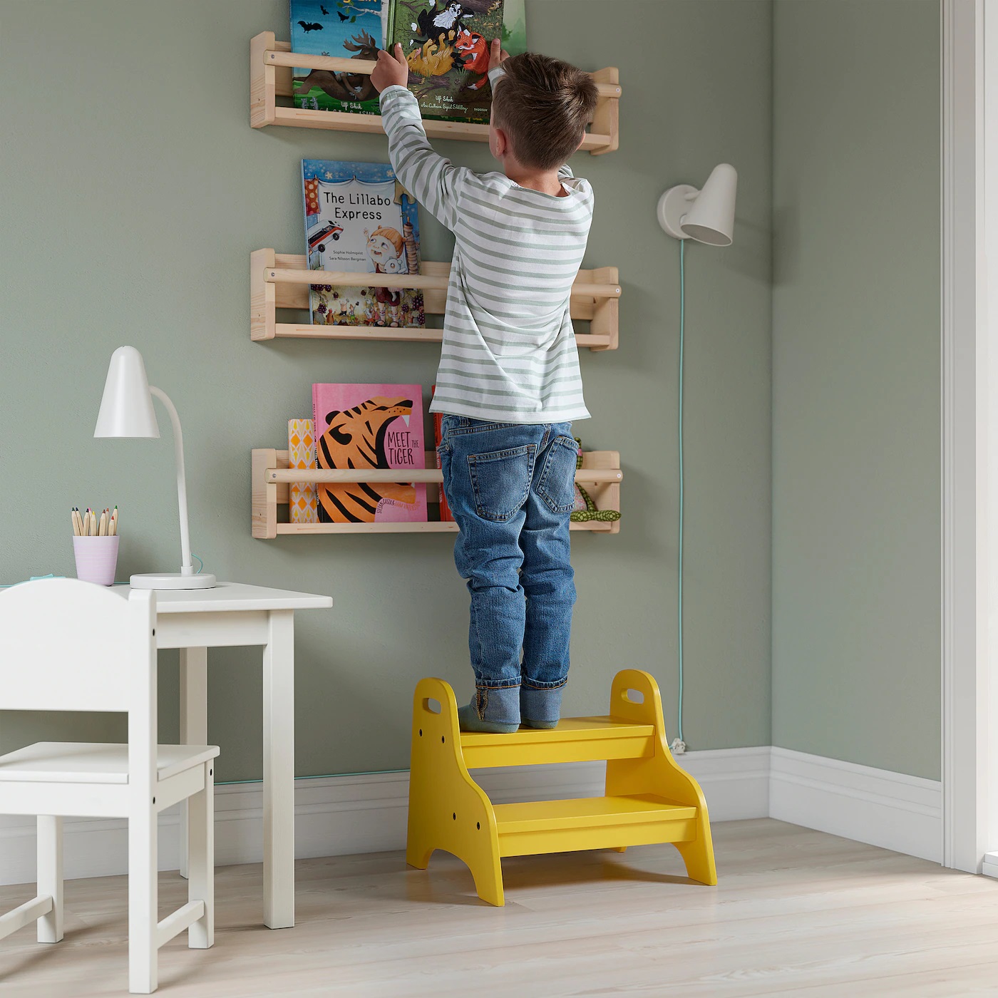TROGEN IKEA Детский табурет-лестница, желтый, 40x38x33 см